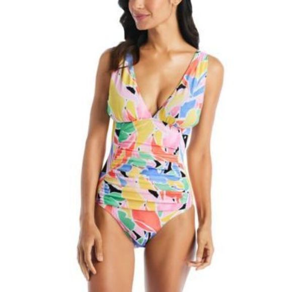 Beyond Control Other - NWT Beyond Control Women's Palm Beach Ruched One-Piece Swimsuit Pink 14